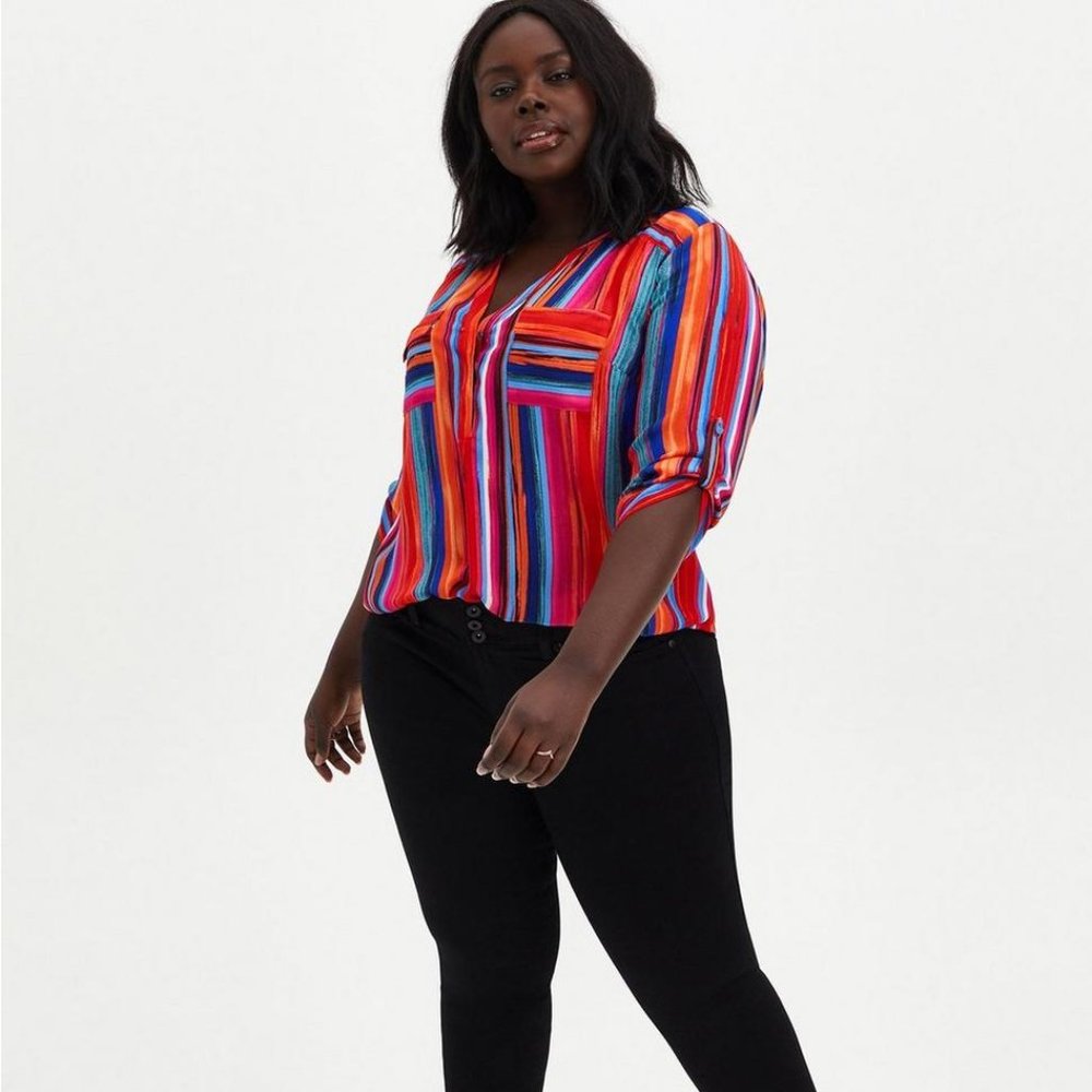 Torrid Multicolor Striped Georgette Harper Size 1